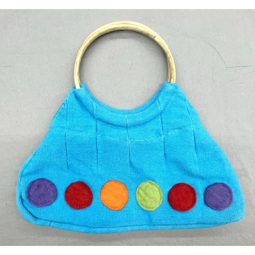 Rising Tide Purse Handbag Blue Cotton Snap Nepal Boho Whimsy Coastal‎ Beachy